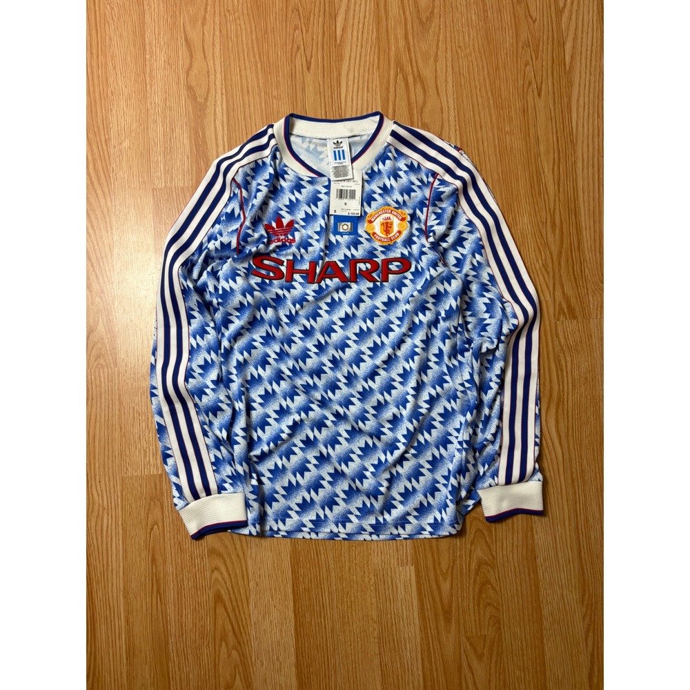 Adidas Manchester United 1990 Away Jersey Long Sleeve Blue JM5498 Mens S c1